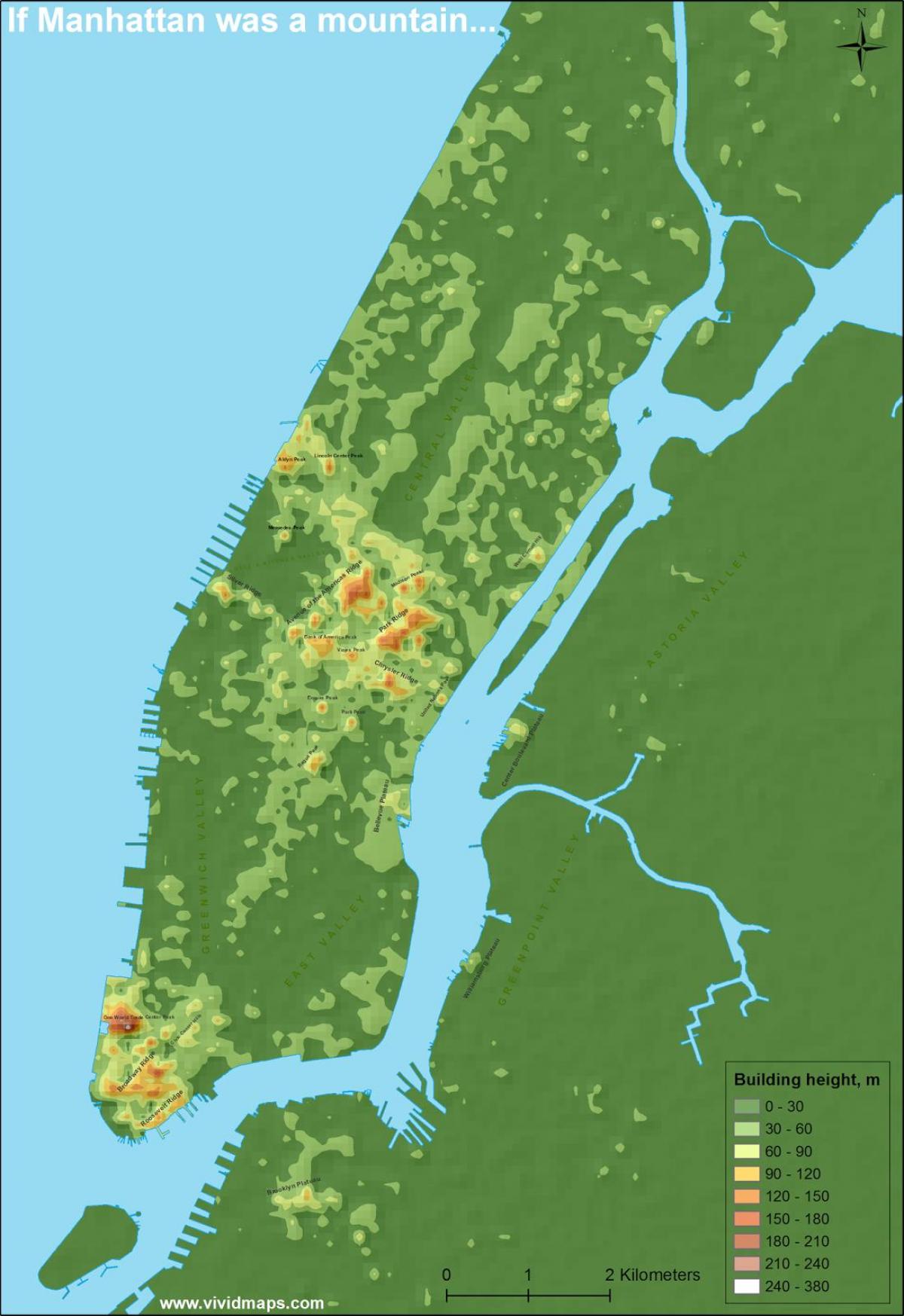 kaart Manhattan topograafiline