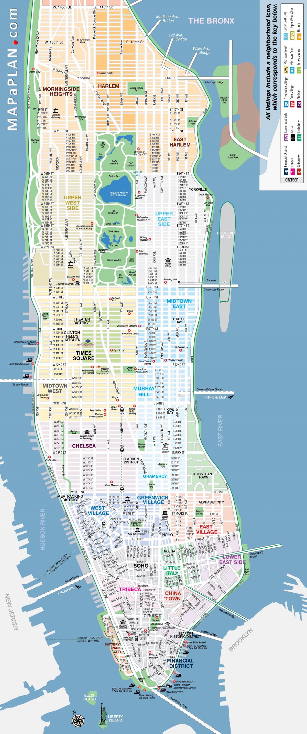tasuta printable kaart NYC-Manhattan