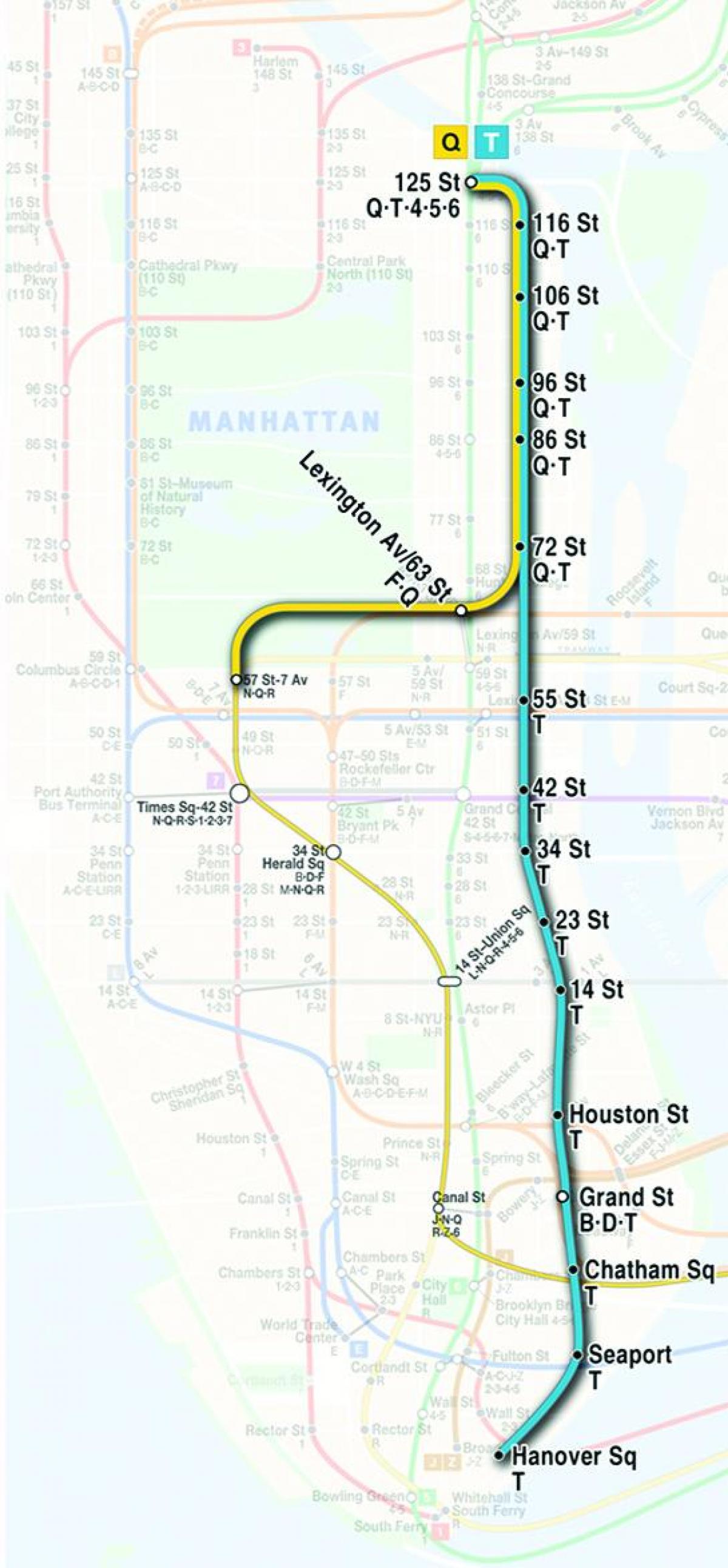 kaart teise avenue subway