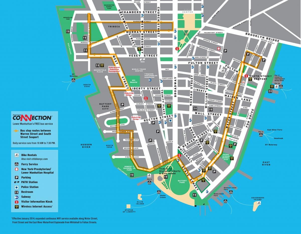 lower Manhattan jalutuskäik kaart