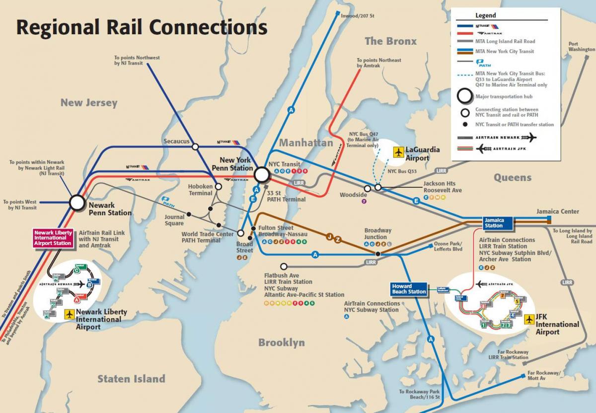 JFK Manhattan metroo kaart