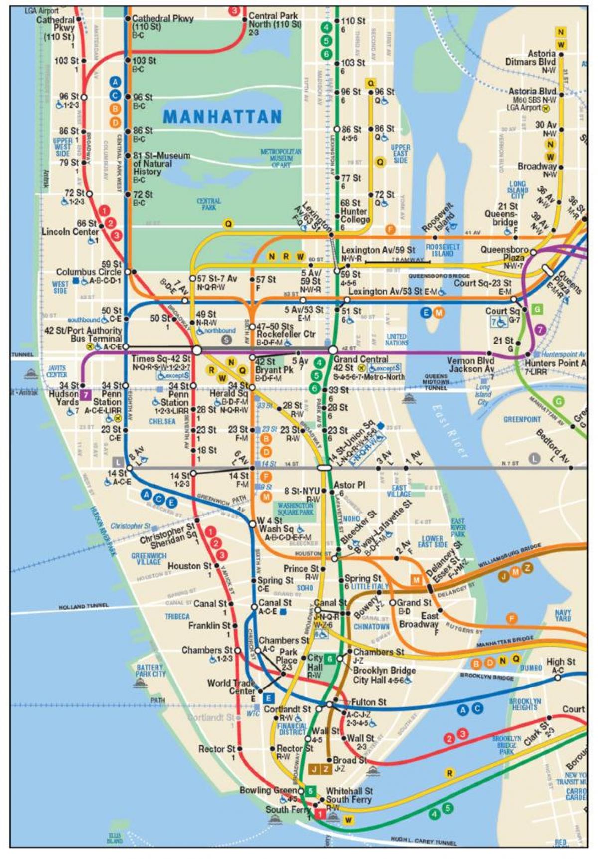 map of lower Manhattan metroo