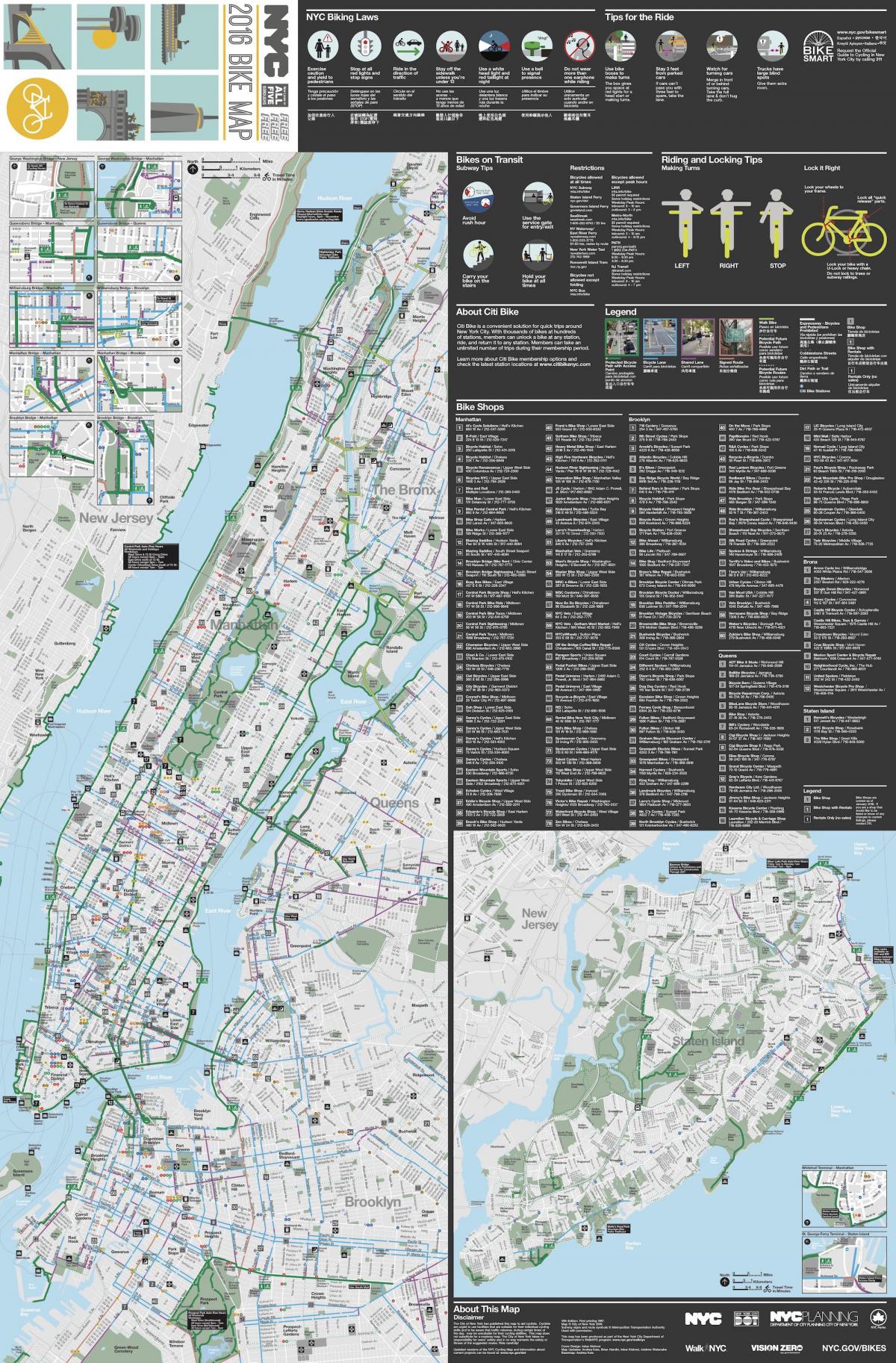 Manhattan jalgratta rada kaardil