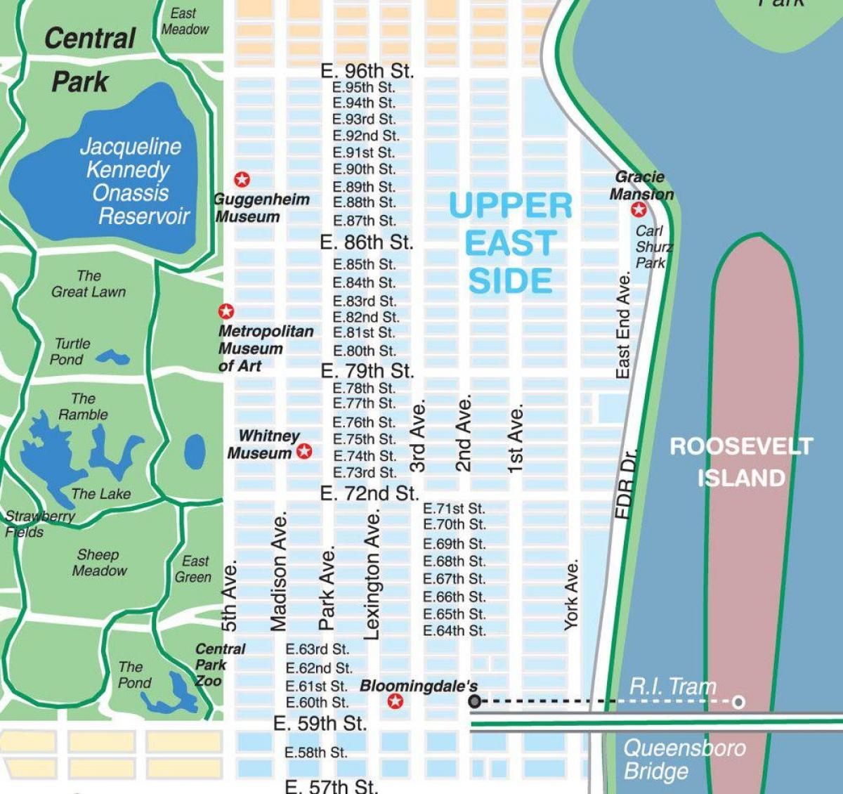 kaart Manhattan upper east side