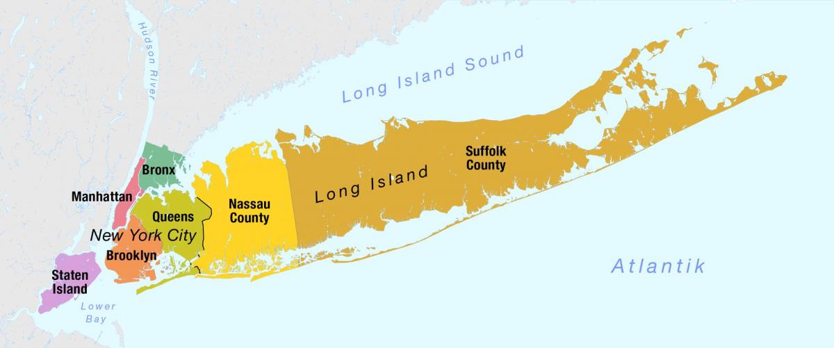 kaart New York Manhattan ja long island