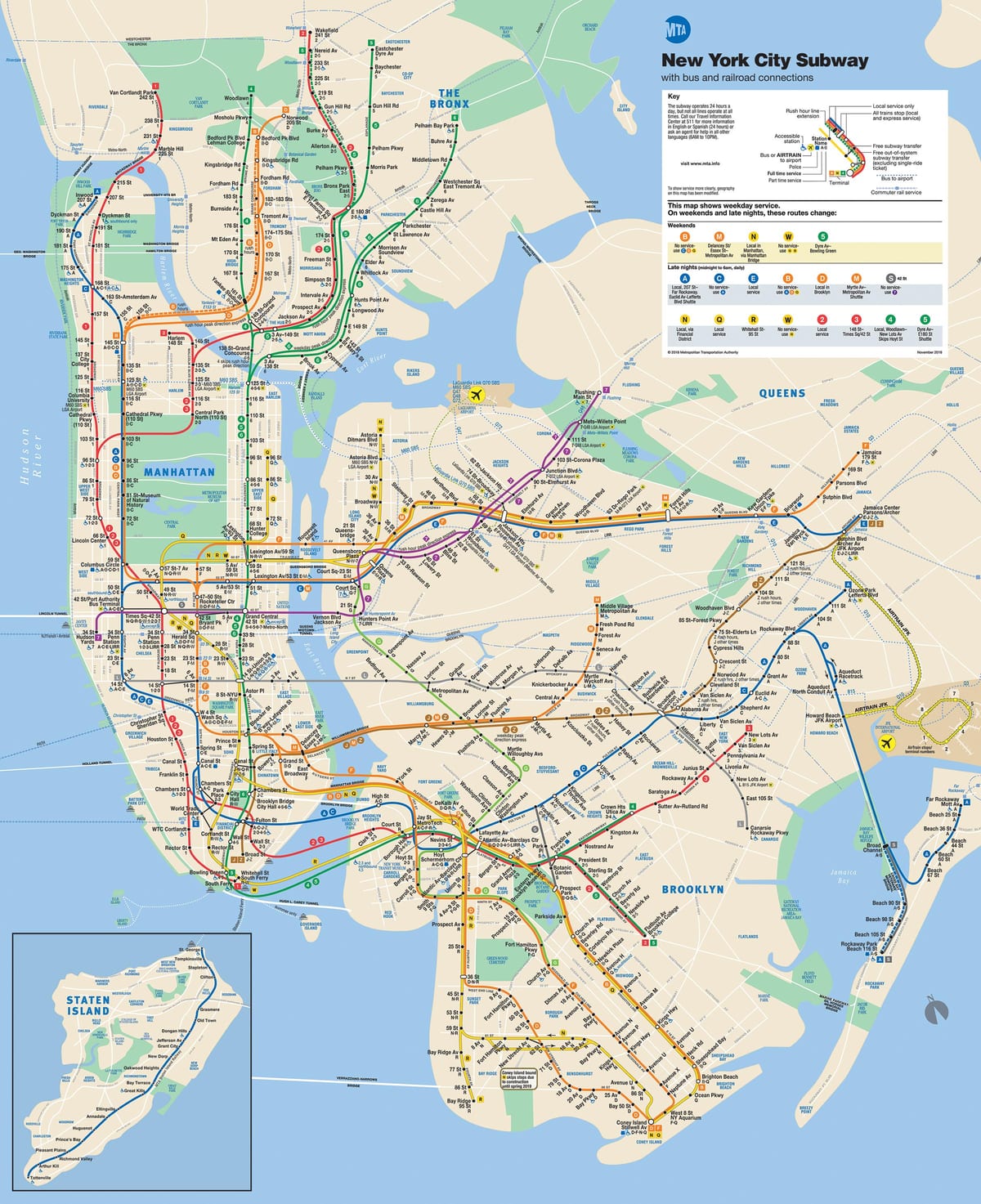 metroo kaart, Manhattan, New York