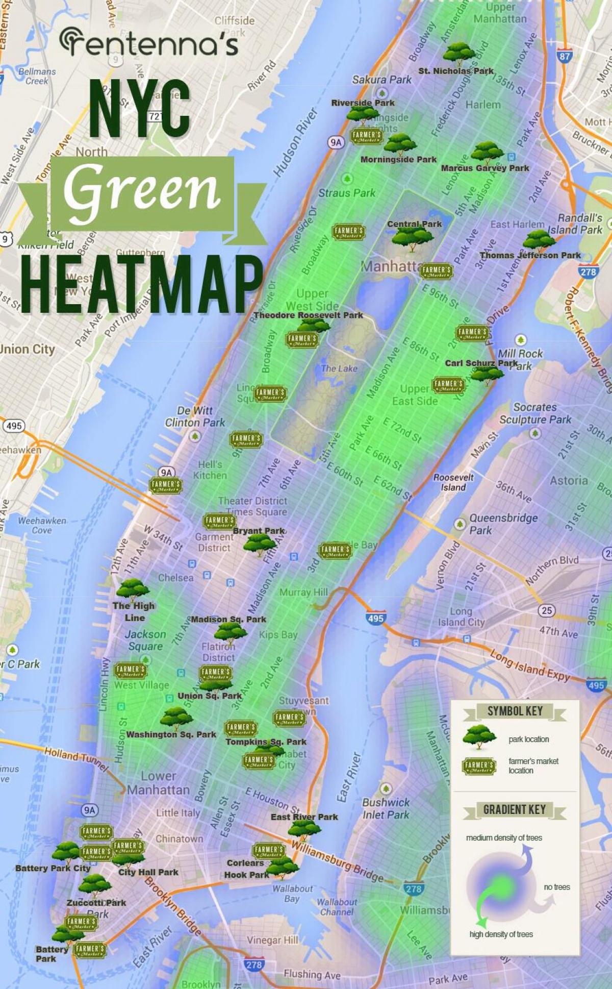 kaart Manhattan pargid