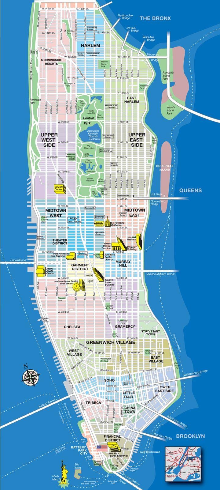 kaart Manhattan saar