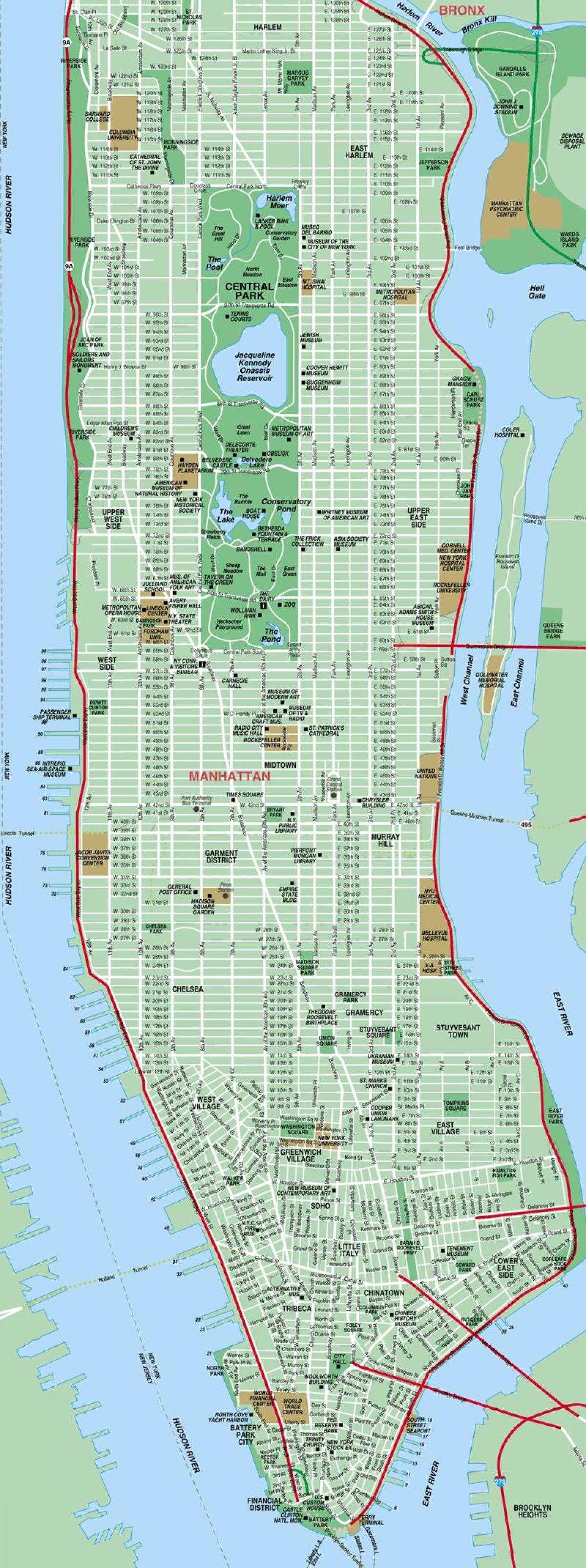 Manhattan teede kaart