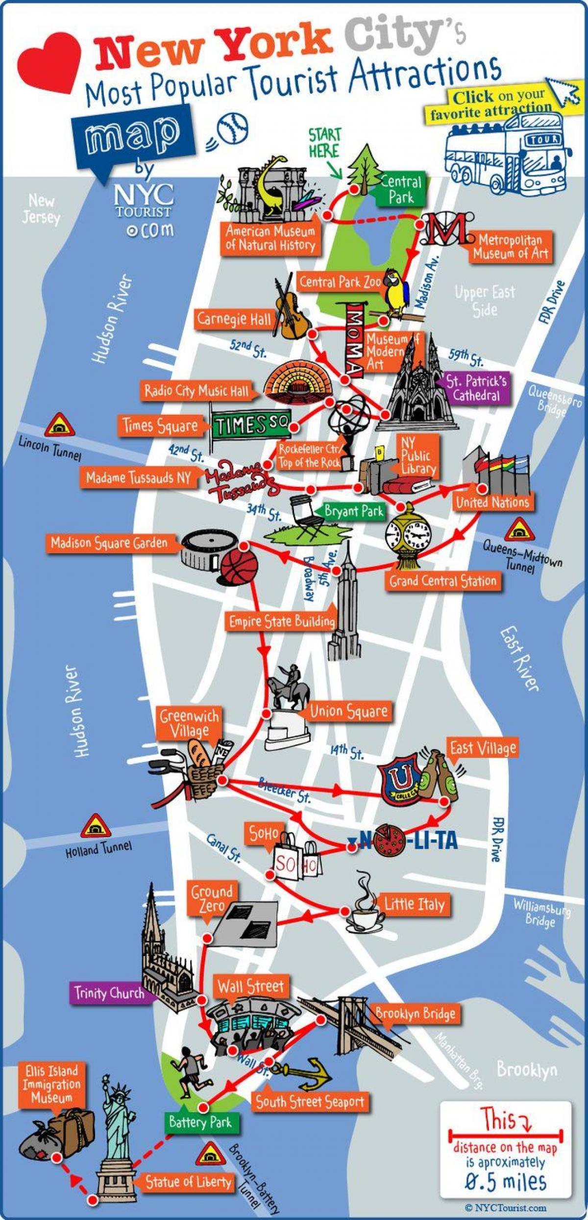 midtown Manhattan vaatamisväärsused kaart