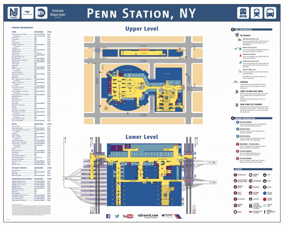 Penn station Manhattan kaart