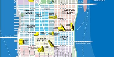 Kaart ülemine Manhattan linnaosade