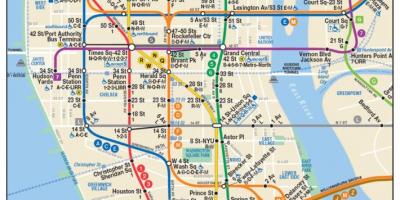 Map of lower Manhattan metroo