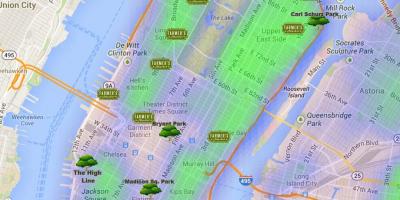 Kaart Manhattan pargid