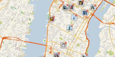 Kaart Manhattan näitab vaatamisväärsused